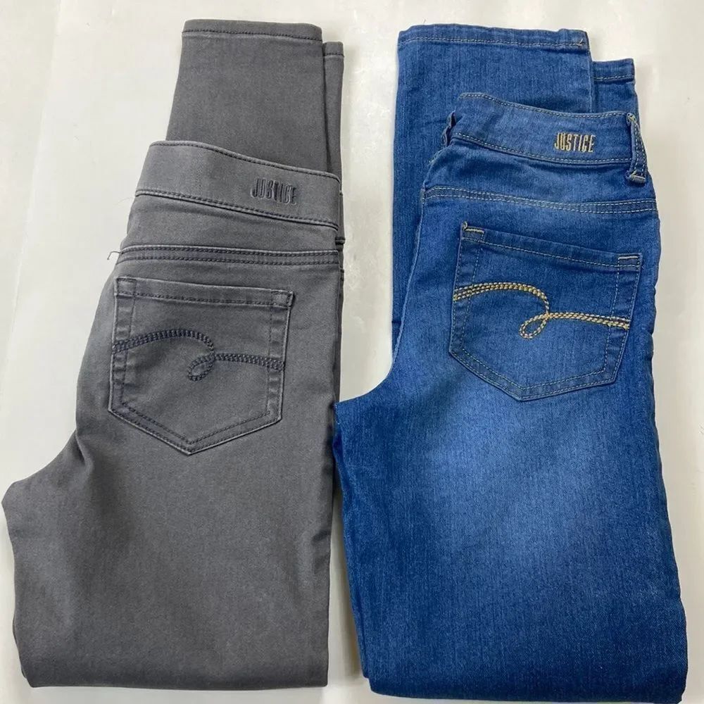 OF 2 PANTSE JEANS JUSTICE GIRLS JEANS SIZE 12